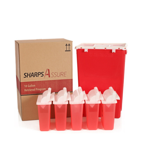 18 Gallon Retrieval Program with Five 5 Quart Sharps Containers