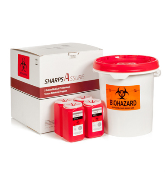 5 Gallon Medical Professional Sharps Retrieval Program with Four 1.5 Quart Sharps Containers